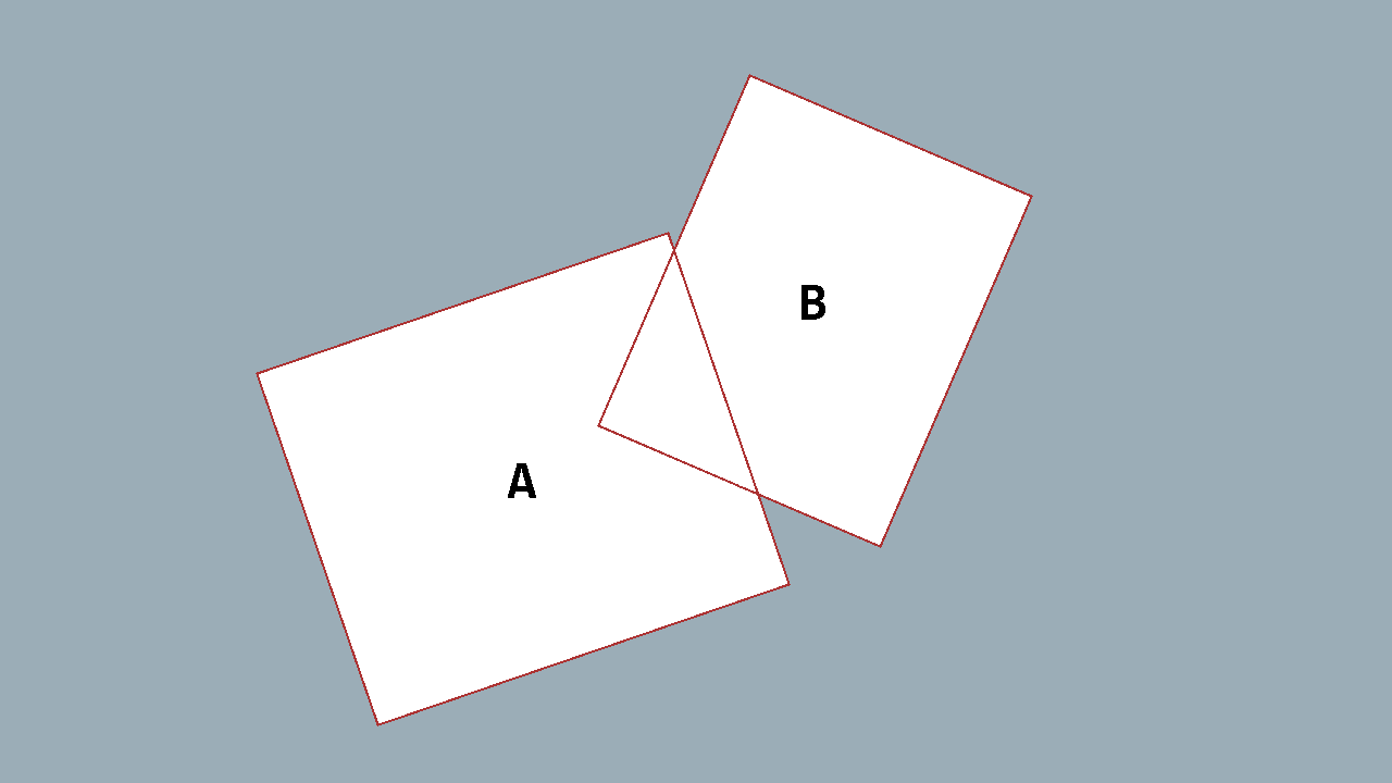 Two bounding boxes with non aligning x and y axes